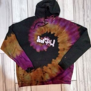 One of a kind tie dye hoodie with backwards "Lifted"